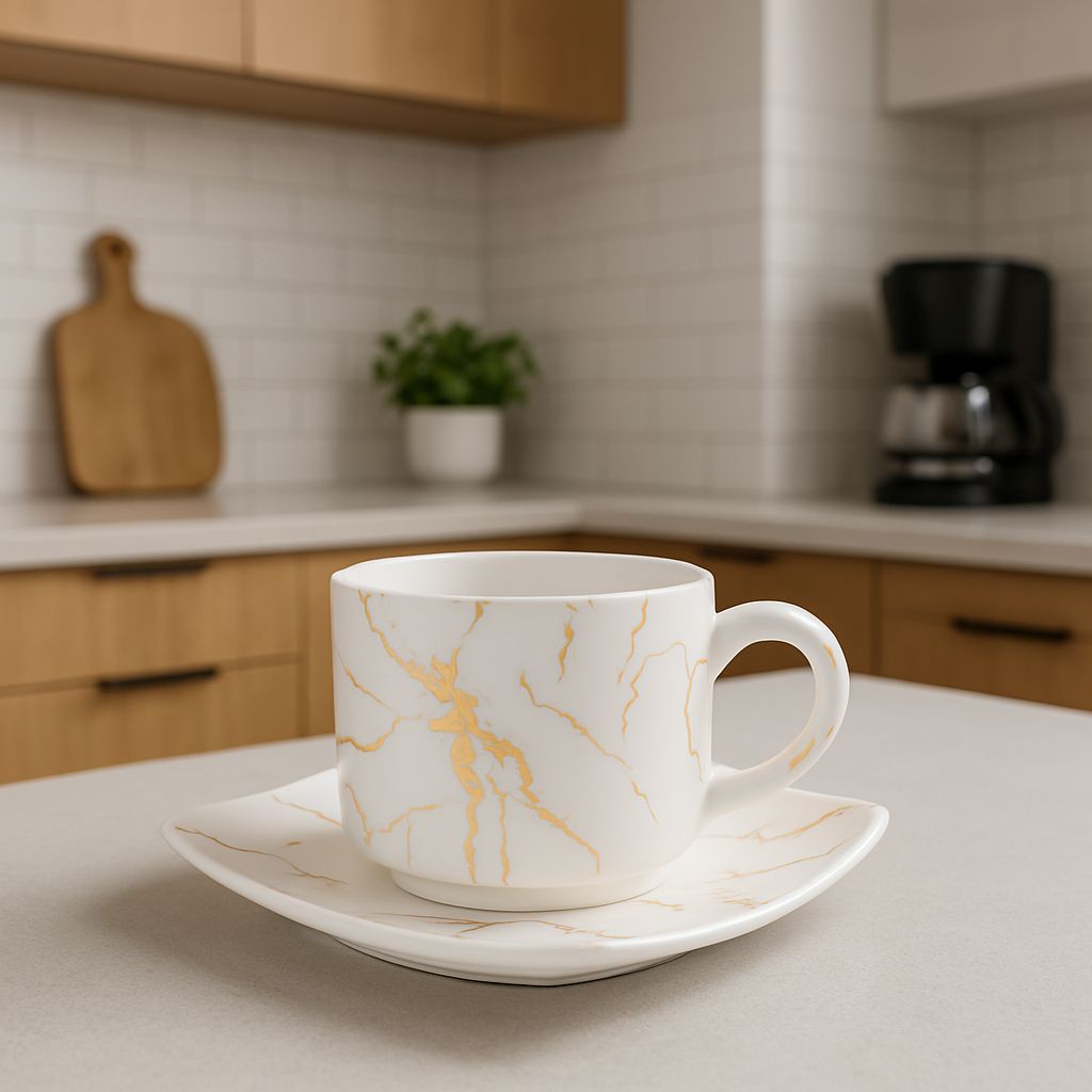 Cești Marmorate cu Inserții Aurii