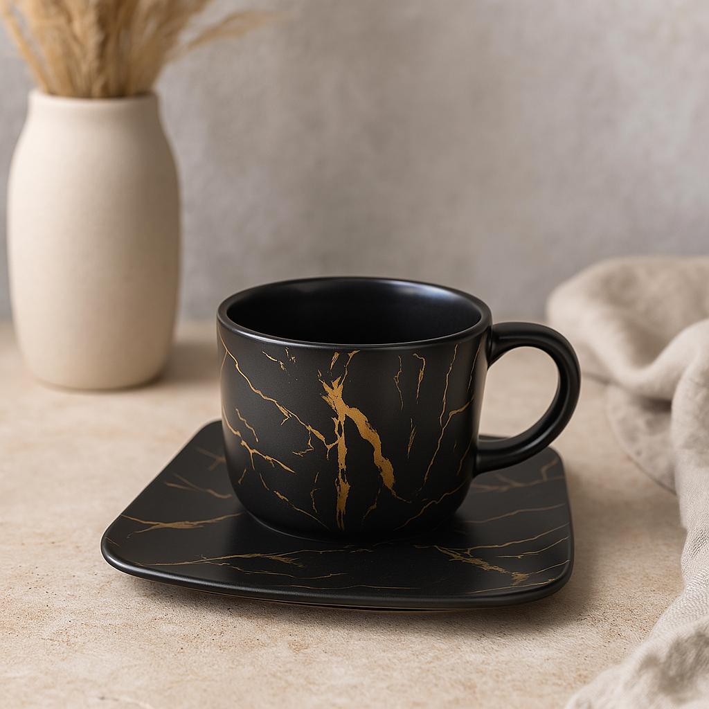 Cești Marmorate cu Inserții Aurii